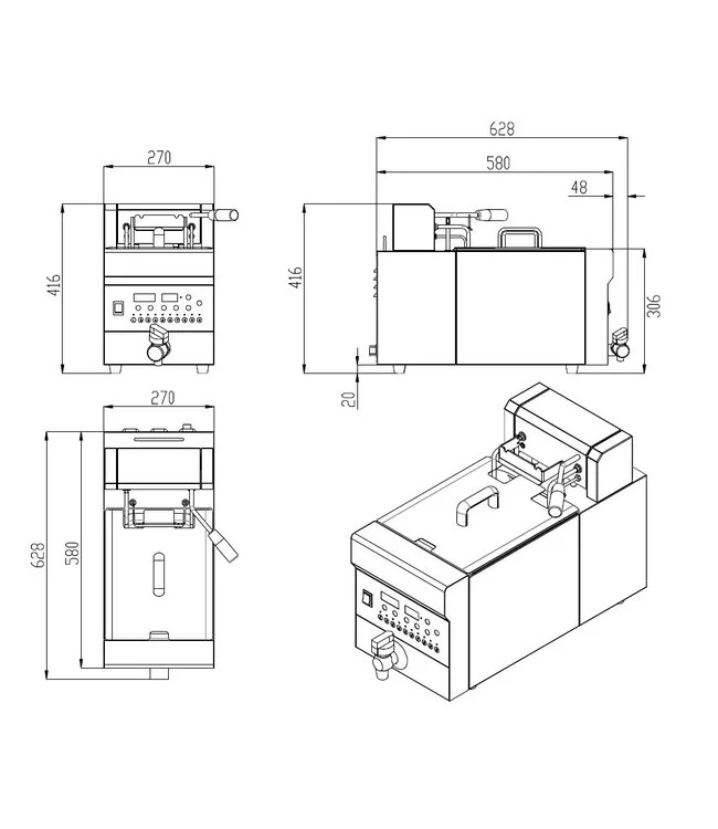 Shi-Fan 3.2kW 8L Deep Fryer with automatic basket lift - Image 2